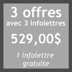 3 offres d'emploi avec 3 infolettres: 529,00$