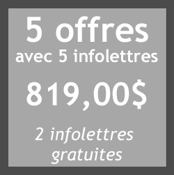 5 offres d'emploi avec 5 infolettres: 819,00$